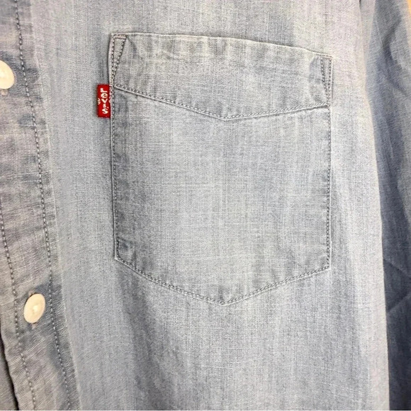 Levi's Men's 2XL Blue Denim Long Sleeve Button-Up Shirt Casual Chambray - Picture 7 of 14